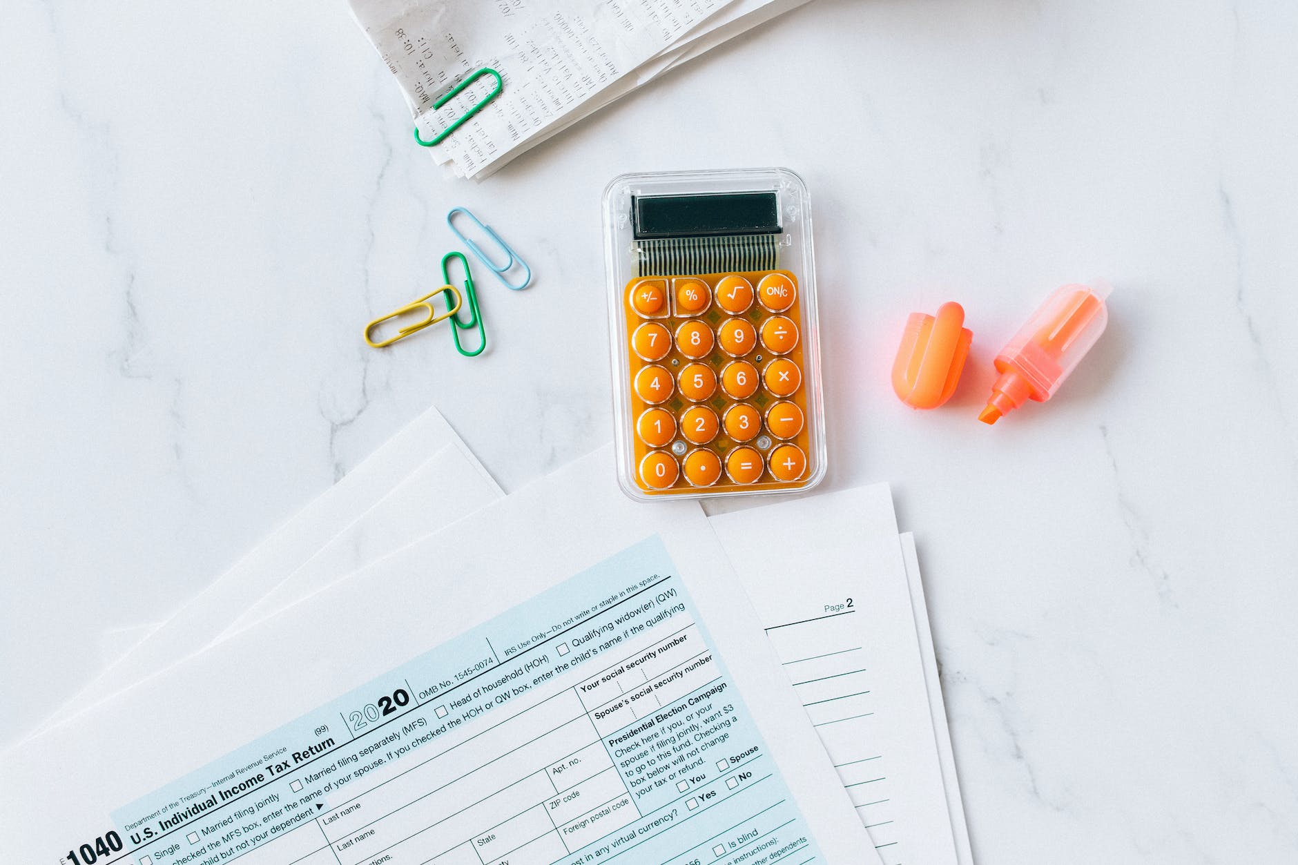 tax documents on the table